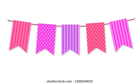 Pink Flags with line and polka dot