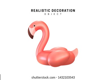 Pink flamingo in 3d realistic. isolated on white background