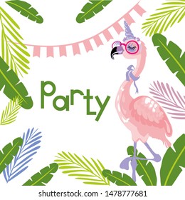 pink Flamingo banner, party card