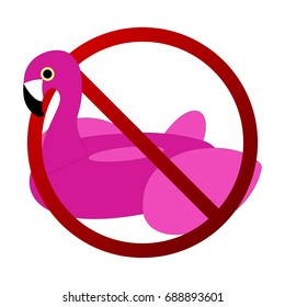 Pink Flamingo Beach Float Forbidden Sign Isolated - Summer