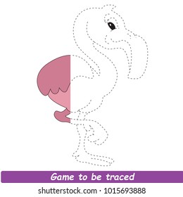 Pink Flamingo Beautiful, Half Dot to Dot Educational Game for Kids.