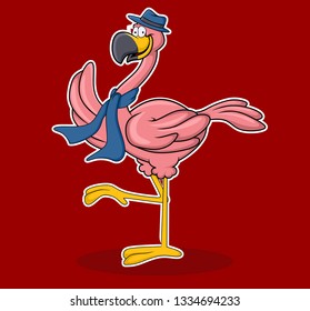 pink flamingo bird character /mascot vector
