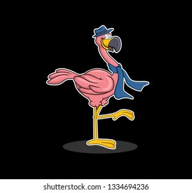 pink flamingo bird character /mascot vector
