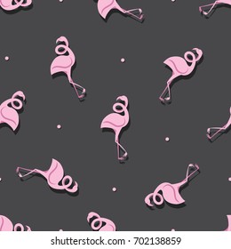 pink flamingo bird dots pattern