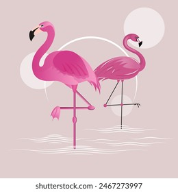 Pink Flamingo Bird Illustration Vector Design