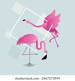 Pink Flamingo Bird Illustration Vector Design