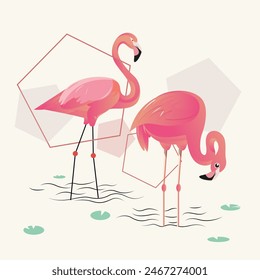 Pink Flamingo Bird Illustration Vector Design