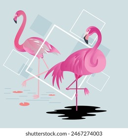 Pink Flamingo Bird Illustration Vector Design