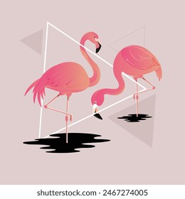 Pink Flamingo Bird Illustration Vector Design