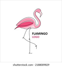 Pink flamingo bird vector illustration logo design