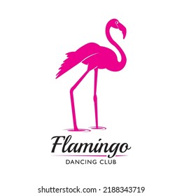 Pink Flamingo bird vector illustration design, perfect for beach club and dancing school logo design also brand fashion logo