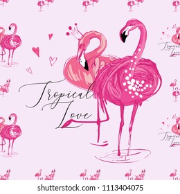 Patrón de aves flamingo rosadas. Vector de color de agua dibujado a mano con fondo transparente con aves flamingo tropicales. Decoración de naturaleza salvaje sobre fondo blanco.