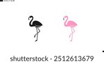 Pink flamingo and black flamingo icon. Beautiful bird vector. Isolated birds on white background. Wild animal sign