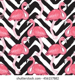 pink flamingo black strips pattern