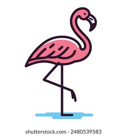 pink flamingo cartoon flat icon