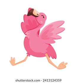 Pink Flamingo Character with Long Neck and Legs Sitting Vector Illustration
