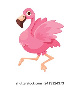 Pink Flamingo Character with Long Neck and Legs Vector Illustration