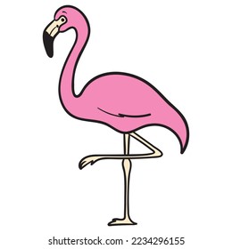 flamingo rosa. ilustración cómica, vector.