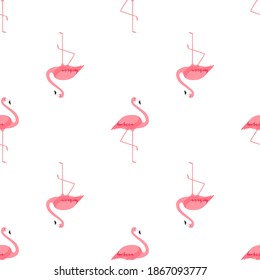 rosafarbene Flamingo Cute Nahtlose Muster, Hintergrund Vektor-Illustration EPS10