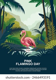 Pink Flamingo Day background. Vector illustration.