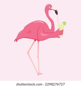 Pink Flamingo Drinks Ice Lime Cocktail