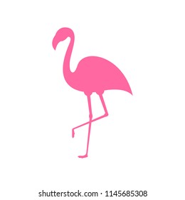 Pink flamingo. Exotic tropical bird. Pink flamingo vector silhouette. Decoration element. Vector illustration isolated on white background