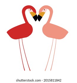 Pink flamingo. Exotic tropical birds characters. Isolated wildlife animals vector set.