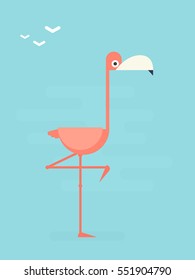 flamingo rosa. carácter plano.