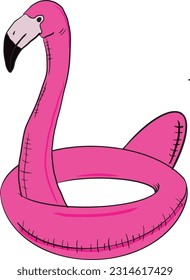 Ilustración De Playa De Verano Del Flotador Rosa
