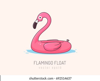 Pink flamingo float vector illustration