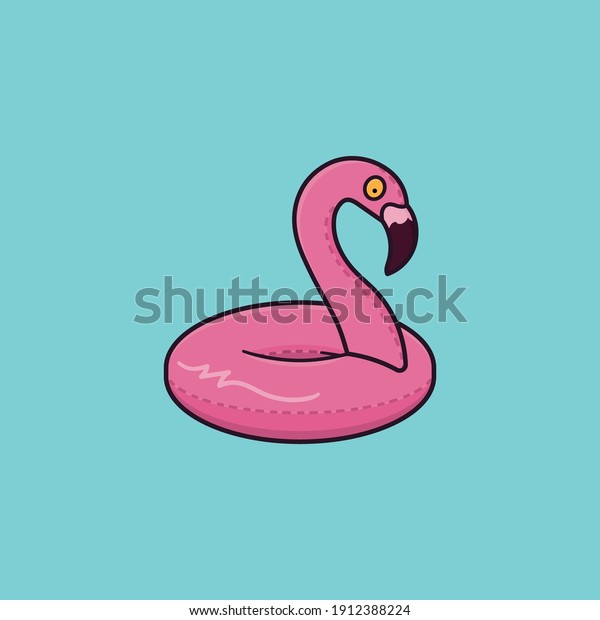 Pink Flamingo floater\
vector illustration for  Pink Flamingo Day on June 23. Swimming aid\
color symbol.