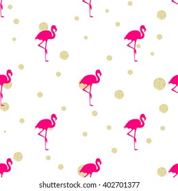 Pink flamingo and gold glitter