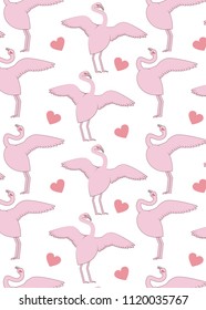 PINK flamingo WITH HEART pattern