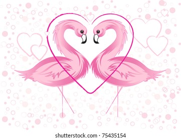 Pink Flamingo and Hearts