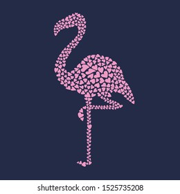 Pink flamingo and hearts vector