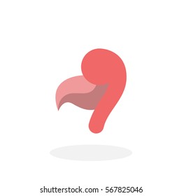 Pink flamingo Icon. Vector logo on white background