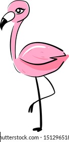 Pink flamingo, illustration, vector on white background.