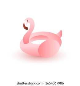 Pink flamingo illustration vector on white background. Summer rubber inflatable ring for the pool