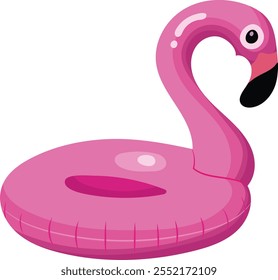 Pink Flamingo Inflatable Lifebuoy Ring Illustration Isolated on White Background