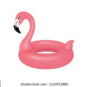 Pink Flamingo inflatable pool ring. Vector design isolated for all backgrounds. 