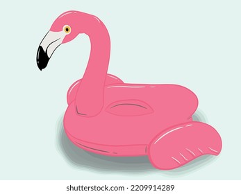 Pink flamingo inflatable toy vector