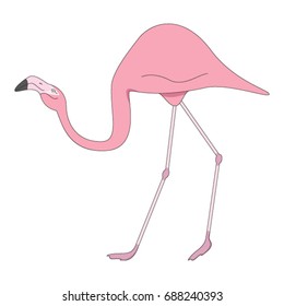 Pink Flamingo isolated on white background. Vector illustration