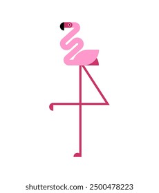 Pink flamingo isolated sign. Bird on long legs icon