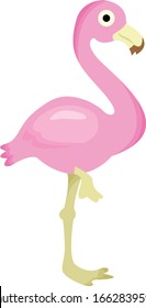 pink flamingo isolated in white , cute flamingo , cute animal animals simple vector design