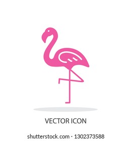 Pink Flamingo, Line Style, Icon Vector