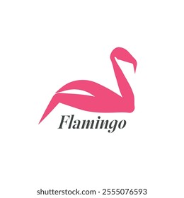 Pink Flamingo Logo Design. Minimalist, flat vector logo for a business or brand. Simple, creative, and abstract design. Perfect for a tropical or summer theme