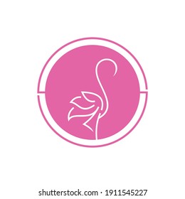 Pink Flamingo Logo Template. Bird Vector Design. Animal World Illustration