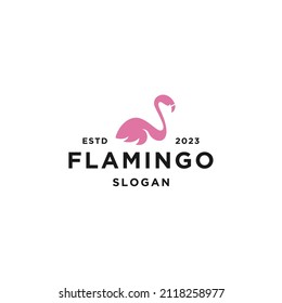 Pink Flamingo Logo Template. Bird Vector Design. Animal World Illustration