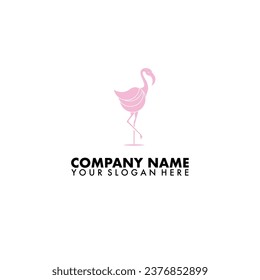 Plantilla vectorial del logotipo Flamingo rosa sobre fondo aislado.