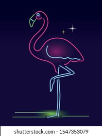 Pink Flamingo neon sign vector illustration